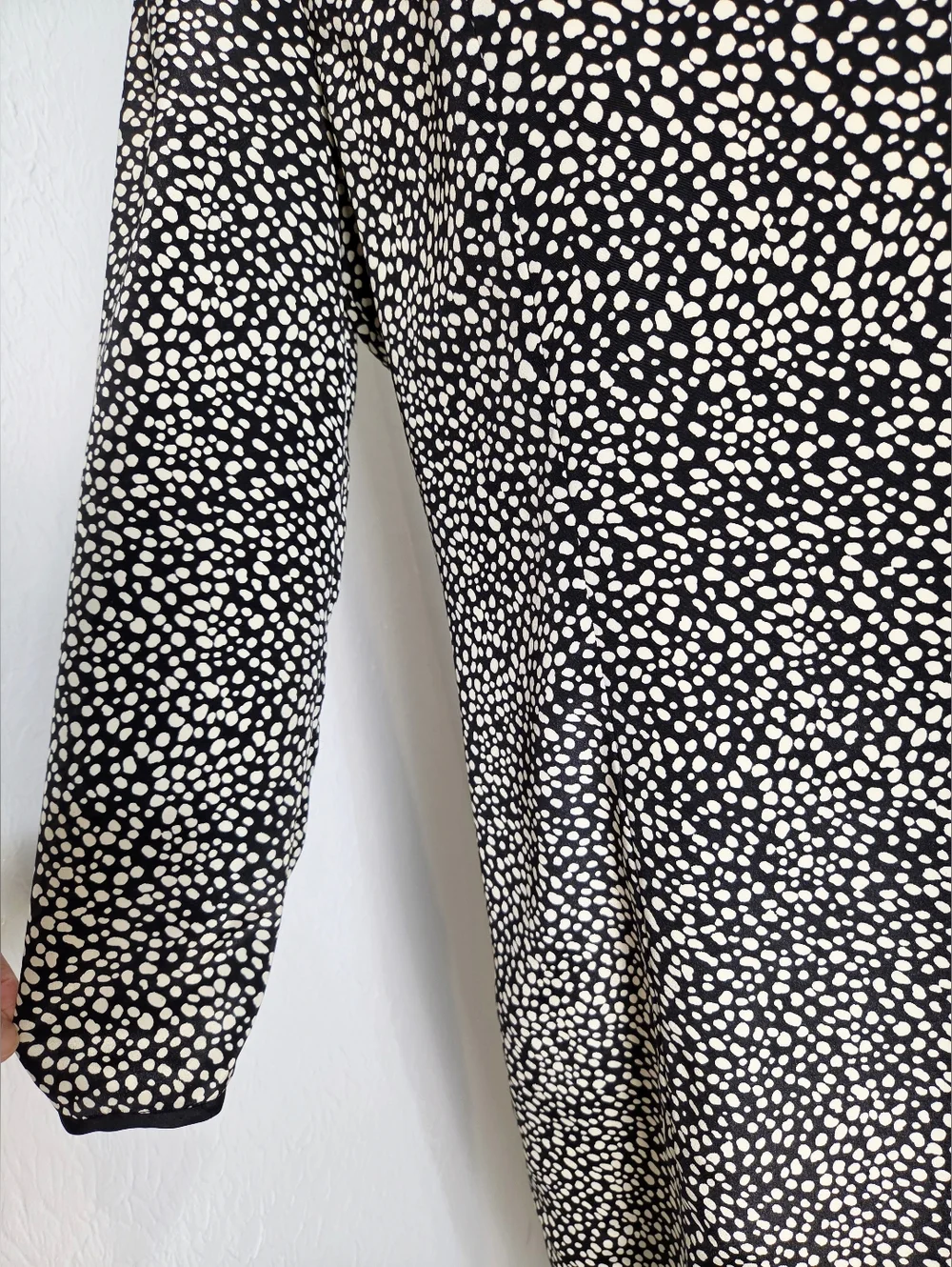 Leslie Fay Vintage Black & Beige Dotted Midi-Dress with Black Trim, Size 10 - Picture 6 of 11